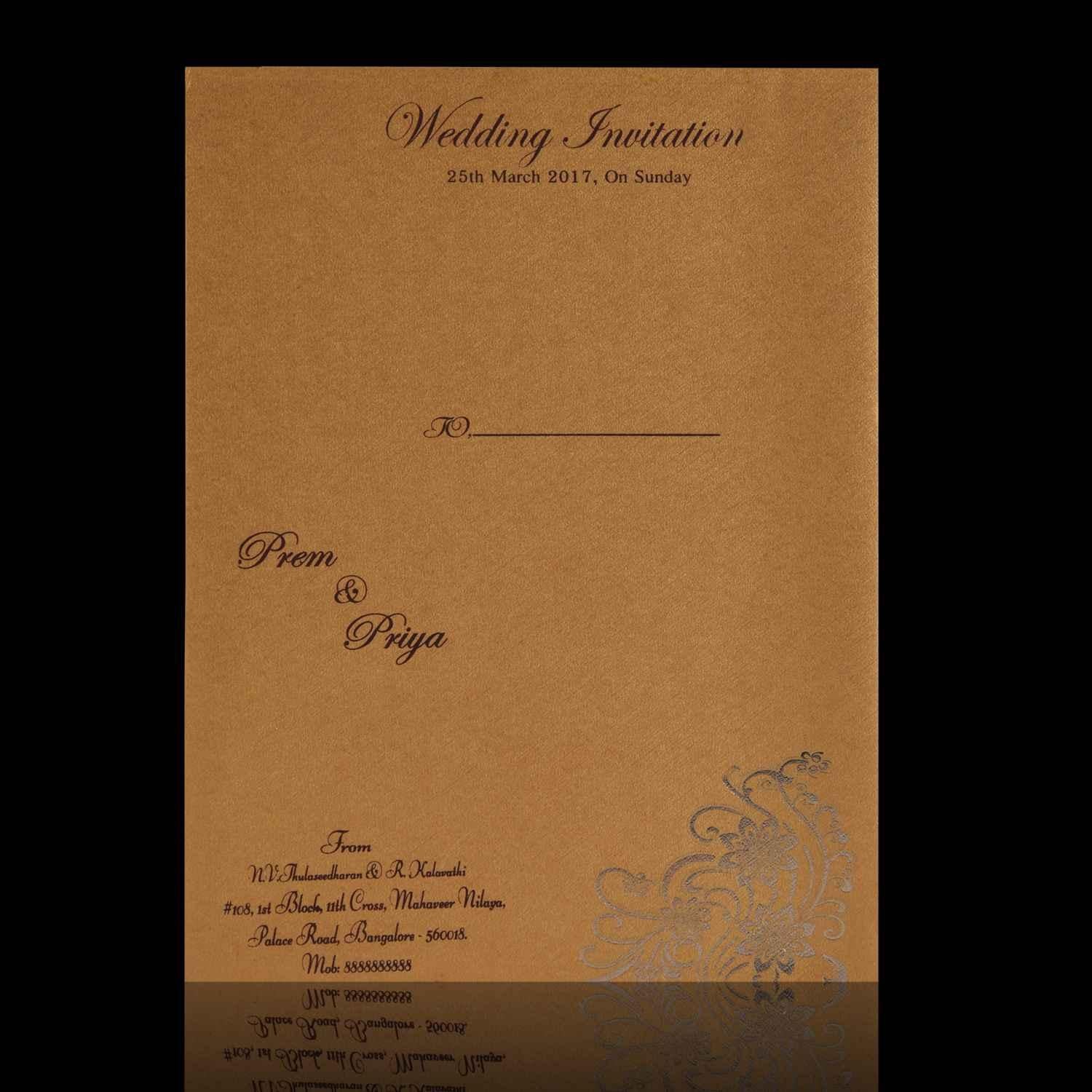 Lovely Gold Shading With Gold Foiling Flower Wedding Card - KNK3480