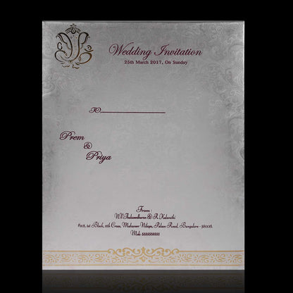Endearing Violet Shading With Ganesha Theme Wedding Card - KNK3484