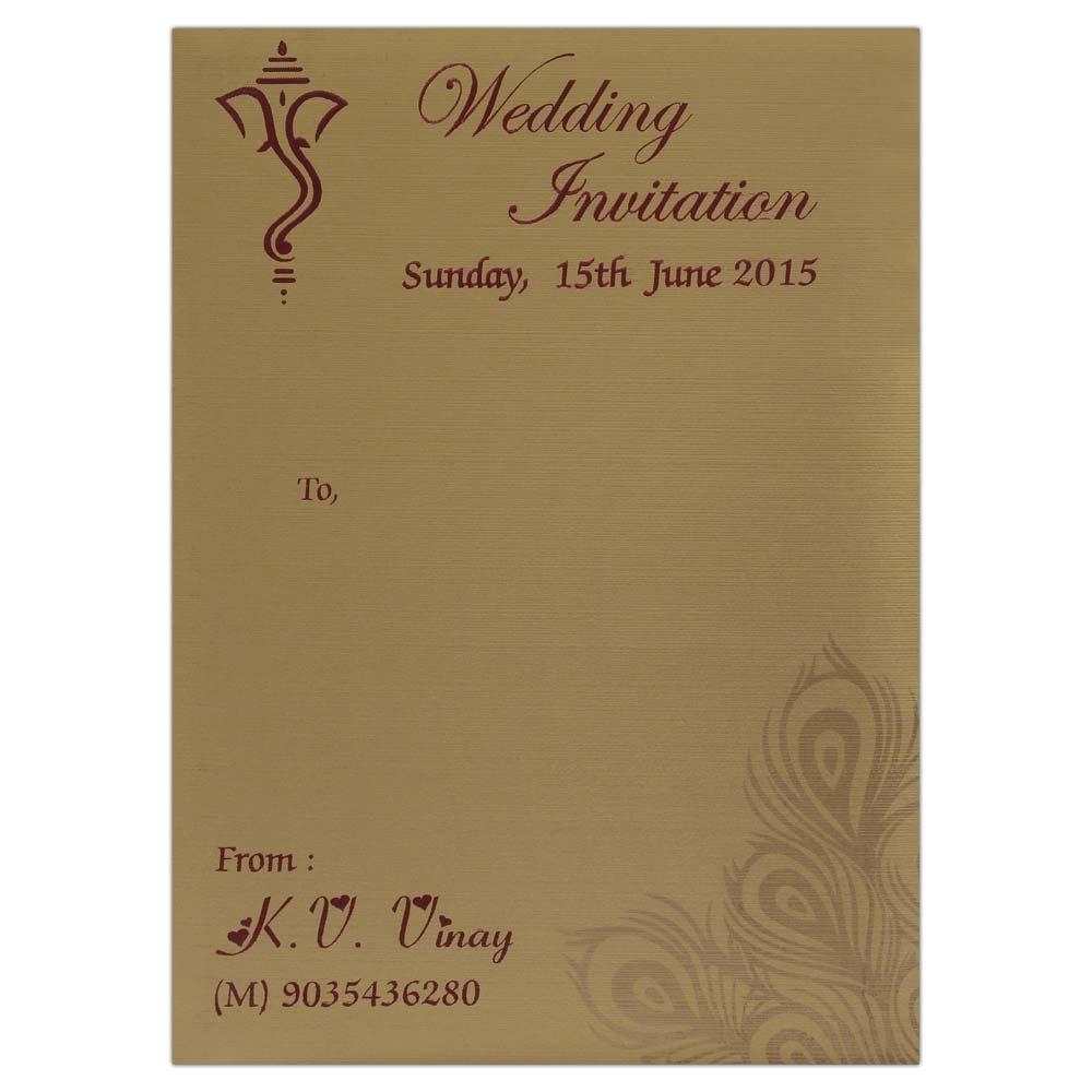 Invitation Card - Flowing Peacock feathers invitation Card-KNK3722