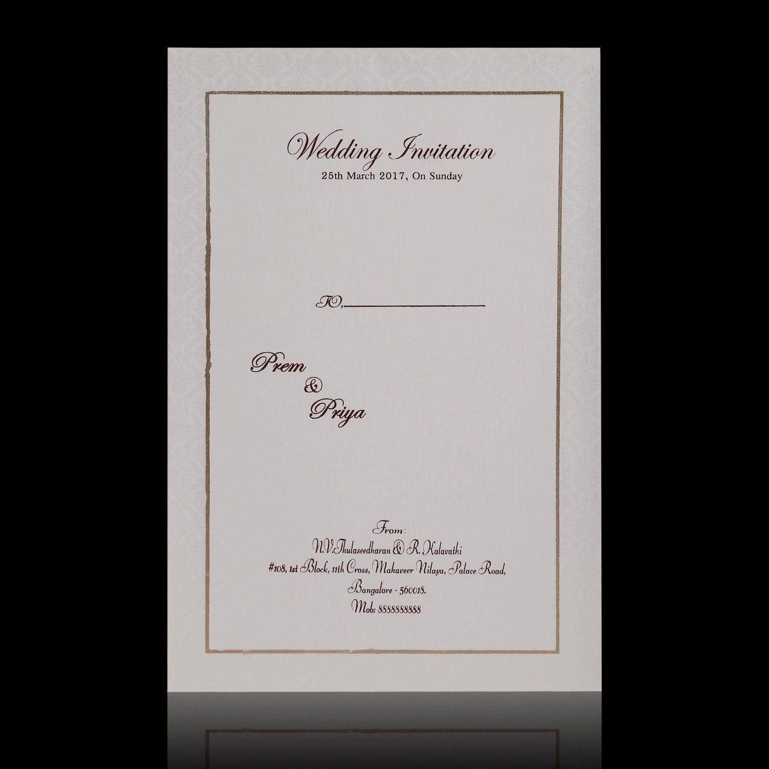 Fabulous Violet Shading With Bloom Subject Wedding Card - KNK4124