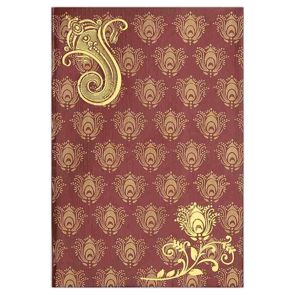 Maroon Wedding Invitation Card-KNK4128