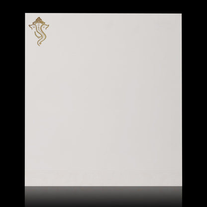 Pristine White Shading Flower Design With Ganesha Theme Wedding Card - KNK4255