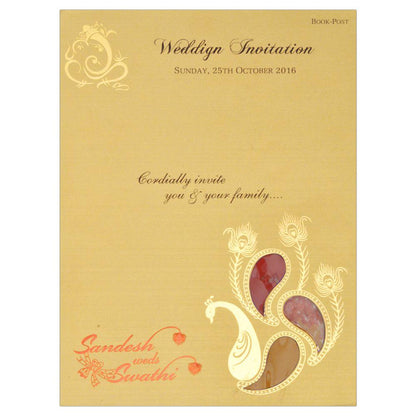 Purple Peacock Feathered Invitation Card-Knk4297