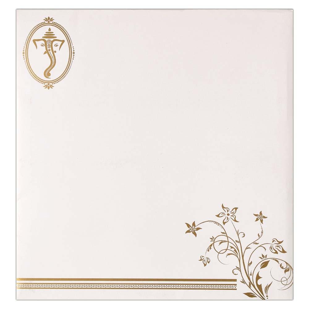 Invitation Card - A Contemporary Ganesha Card in White and Gold-KNK4409