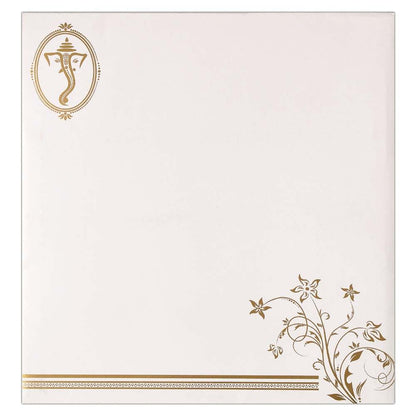 Invitation Card - A Contemporary Ganesha Card in White and Gold-KNK4409