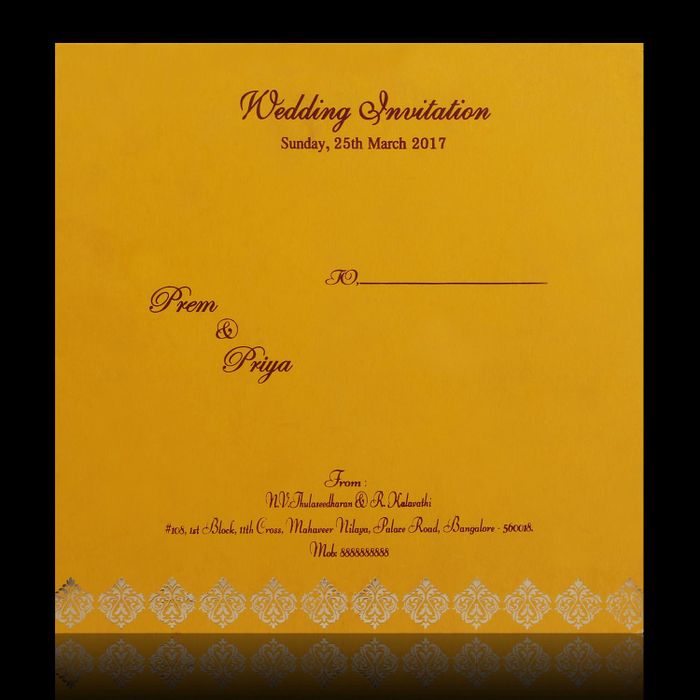 Yellow Padded Invitation Card-King of Cards