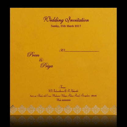 Yellow Padded Invitation Card-King of Cards