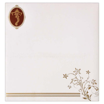 Invitation Card - Fabulously Contemporary Ganesh Card in Red and White background-KNK4468