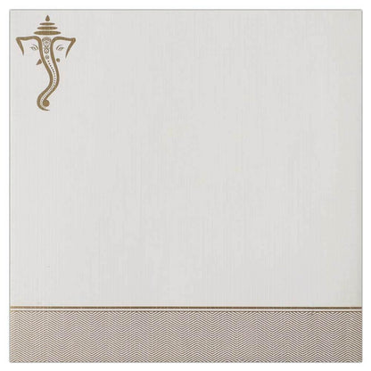 Invitation Card - Blessings from Lord Ganesha Card in white and gold-KNK4597