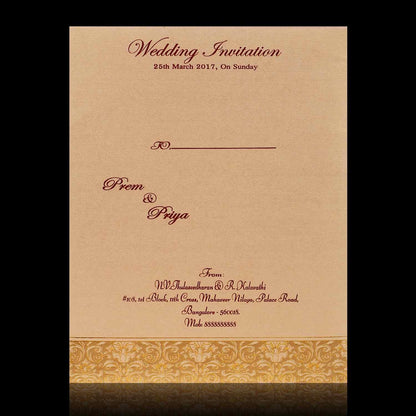 Gold Foiling Floral Theme With Gold Shading Padded Wedding Card - KNK4877
