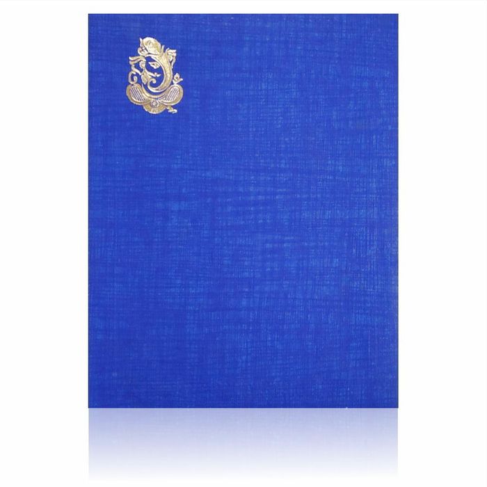 Alluring Blue Shading With Ganesha Theme Wedding Card-King of Cards
