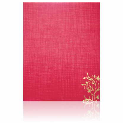Red Jumbo Metallic Floral Design With Ganesha Wedding Card-KNK50261