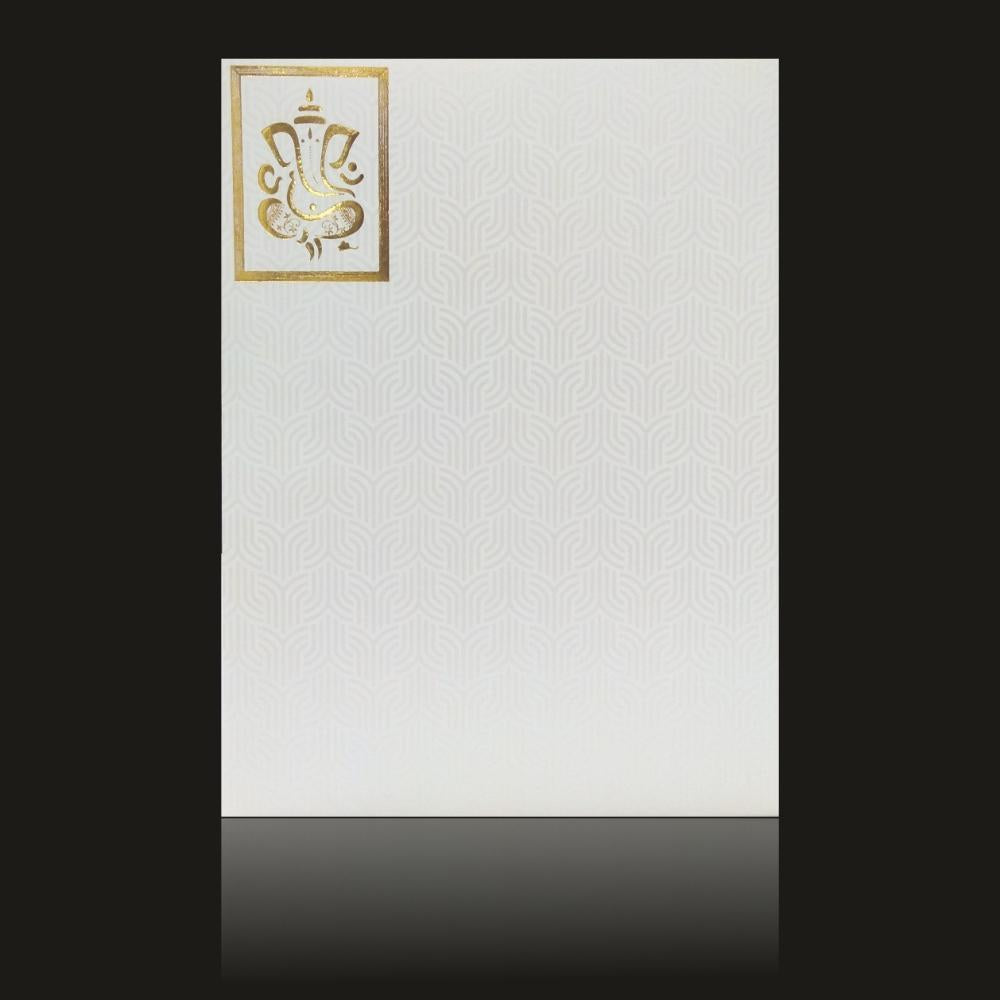 Fabulous Cut Design With Embossed Ganesha Wedding Card - KNK93011
