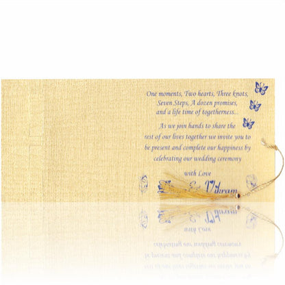 Blue personal slide bride and groom wedding invitation card-KNKP008B