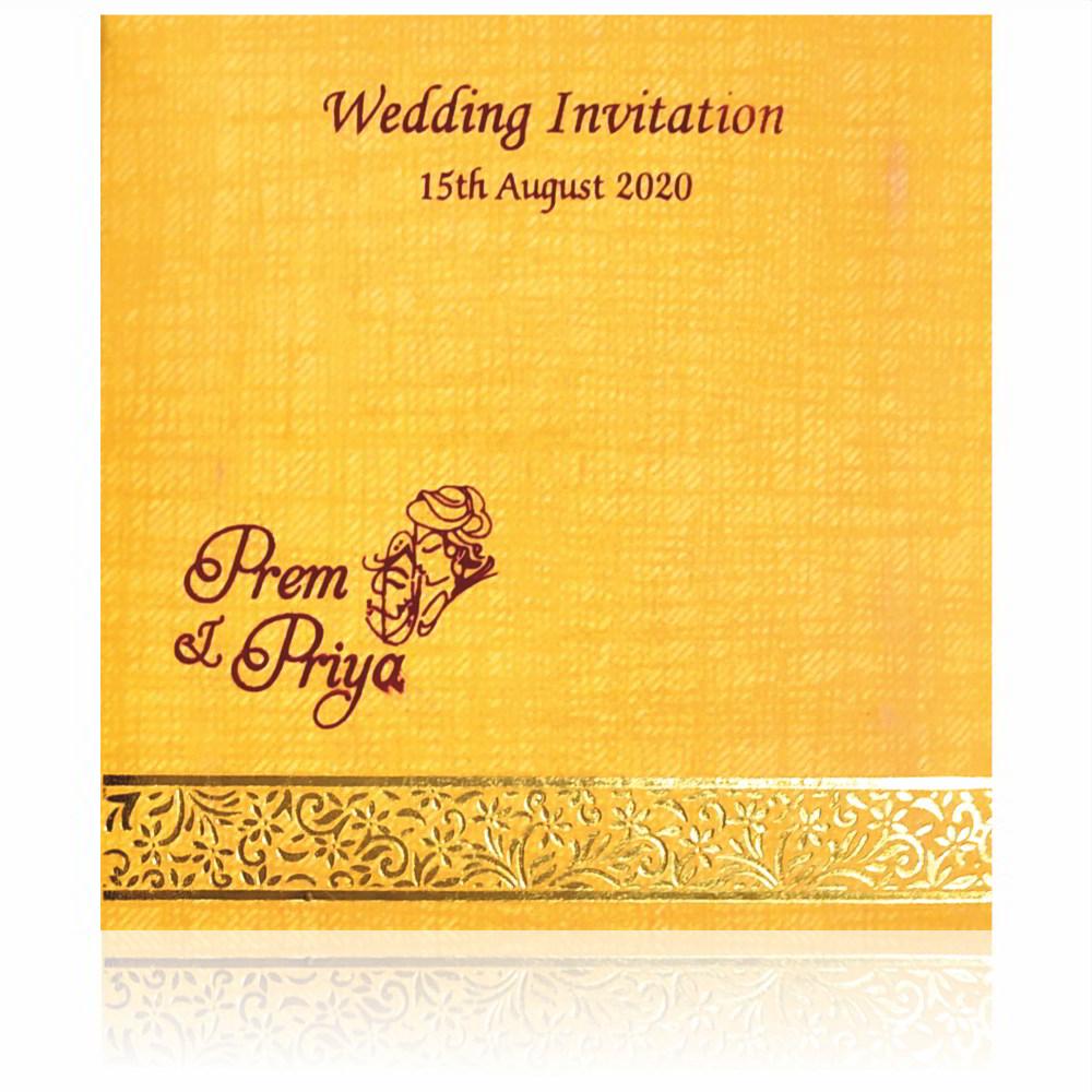 Lovely Orange Shading With Leaf Type Personal Wedding Card - KNKSP715