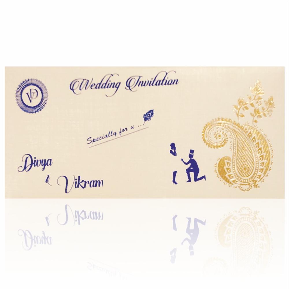 Beautiful Blue Shading Personal Wedding Card - KNKSP716