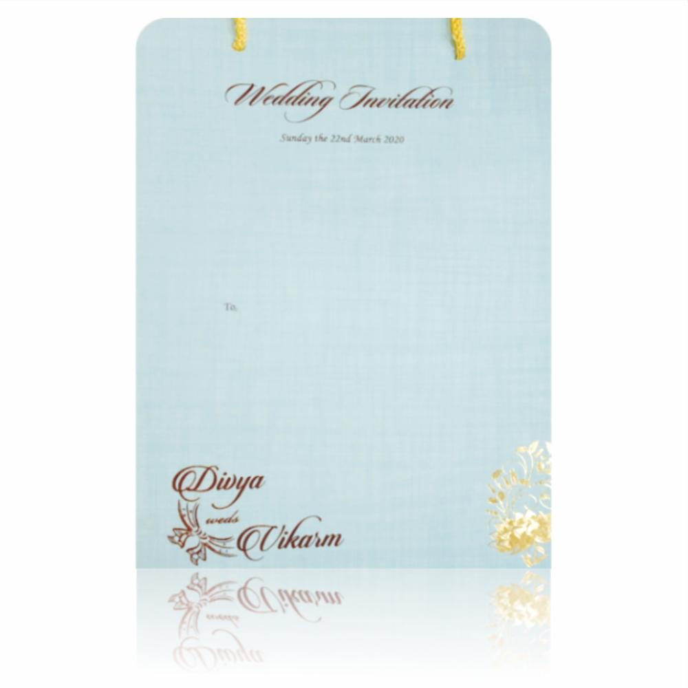 Light Blue Padded Invitation With Gold Foiling Print-KNPS9511B