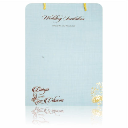 Light Blue Padded Invitation With Gold Foiling Print-KNPS9511B