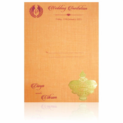 Pink Ganesha Pooja Padded Wedding Card - KNPS9522O