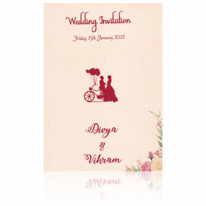 Pink floral single sheet invitation card-KNS051ND