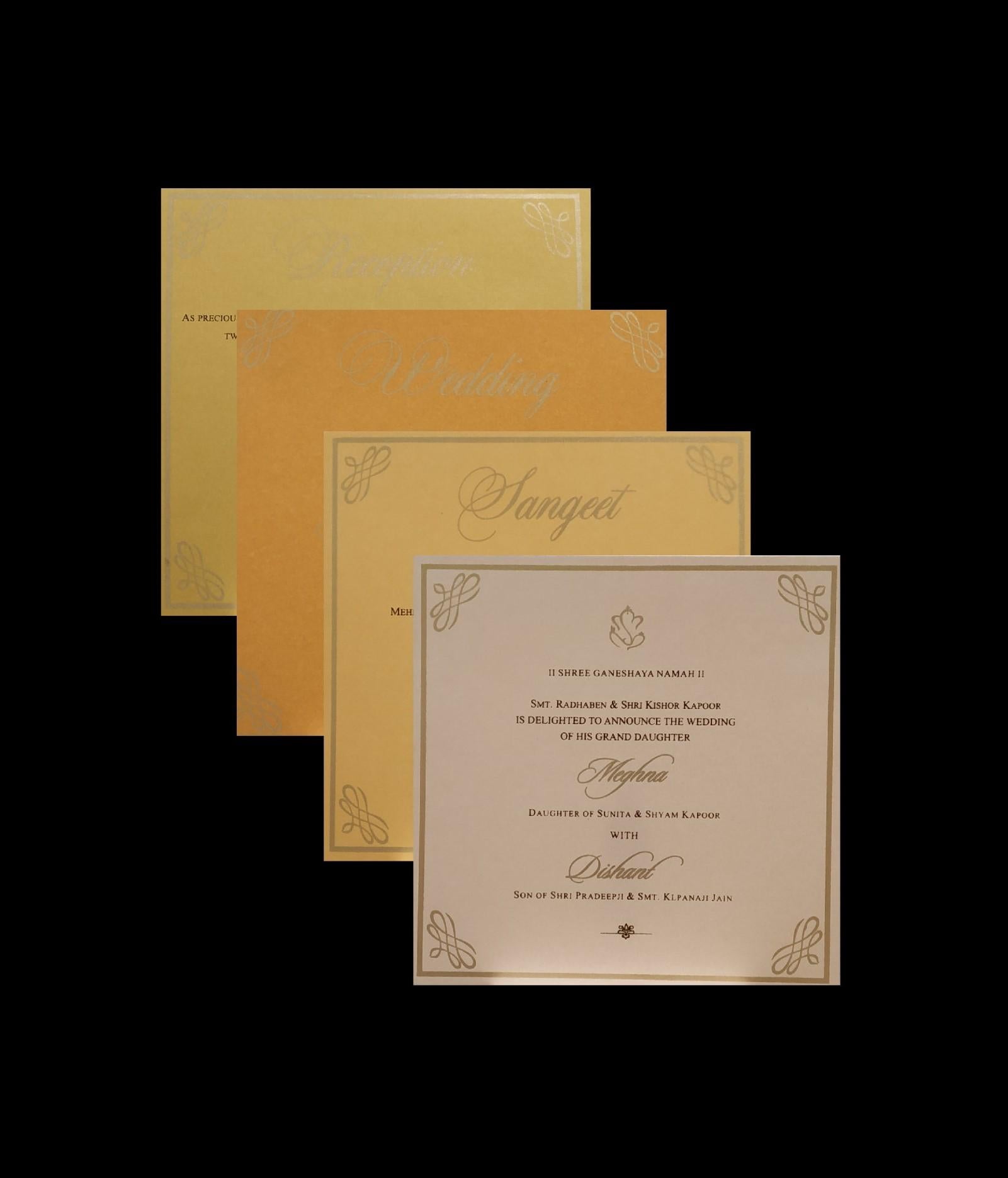 White Gold Foil Embossed Floral Wedding Invitation Card-KPR06610