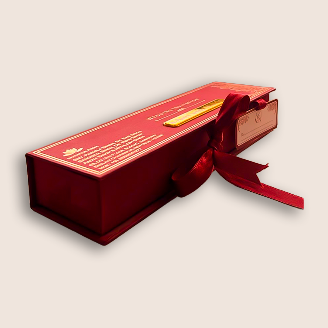 Maroon Scroll Wedding Card Box Set - KNLW202559
