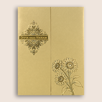 Ivory Floral Door Style Wedding Card - KNKTG048
