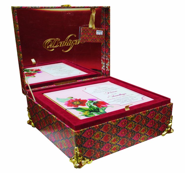 Maroon And Gold Themed Ultra Premium Invitation Card-KNKUP011-King of Cards