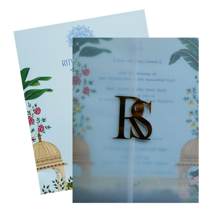 Pale Blue Tracing Sheet Invitation-King of Cards