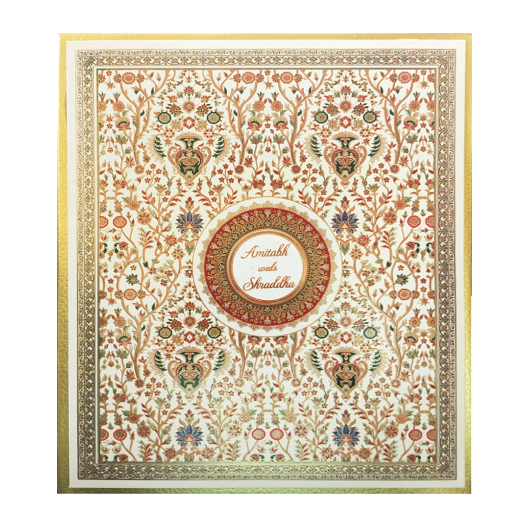 White Floral Pattern Padded Invitation Card-King of Cards