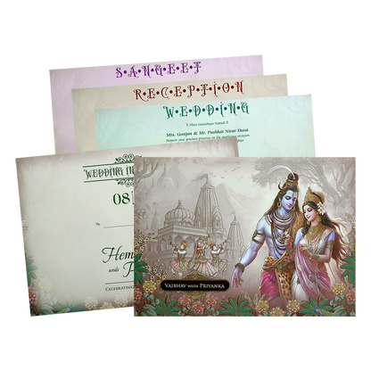 Check out MultiColor Padded Temple Floral Wedding Card at best price.✅WhatsApp Support ✅Express Delivery.|King of cards.