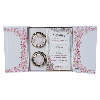 Pink Floral Gatefold Wedding Invitation Box-KMMEX8310