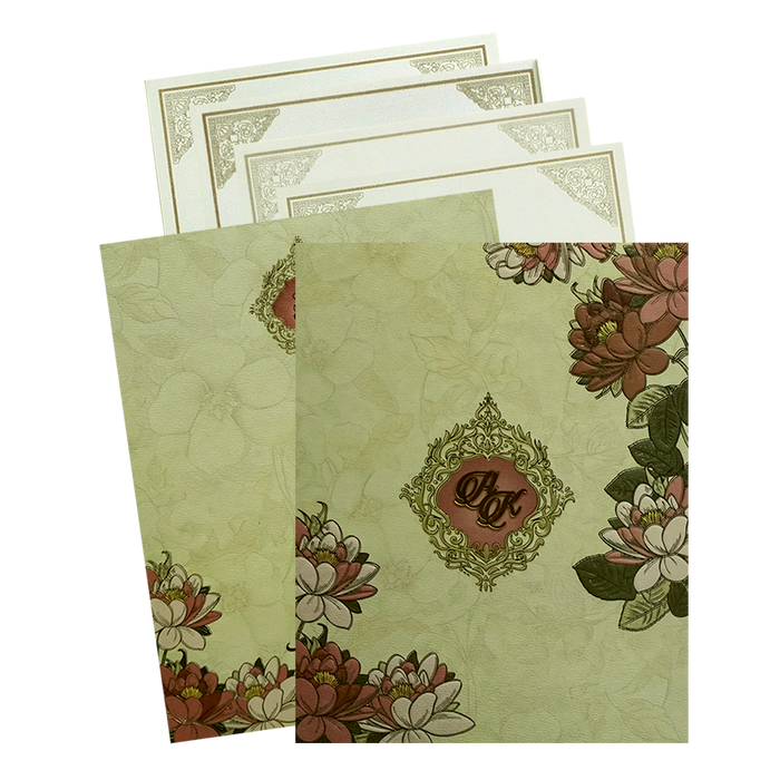 Light Yellow Embossed Wedding Card-King of Cards