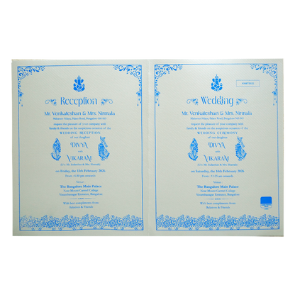 Metallic White Ganesha Wedding Card-King of Cards