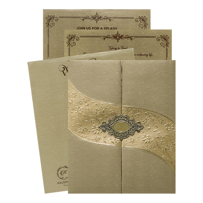 Check out Gold Floral Padded Wedding Card at best price. ✅WhatsApp Support ✅Express Delivery.|King of cards.