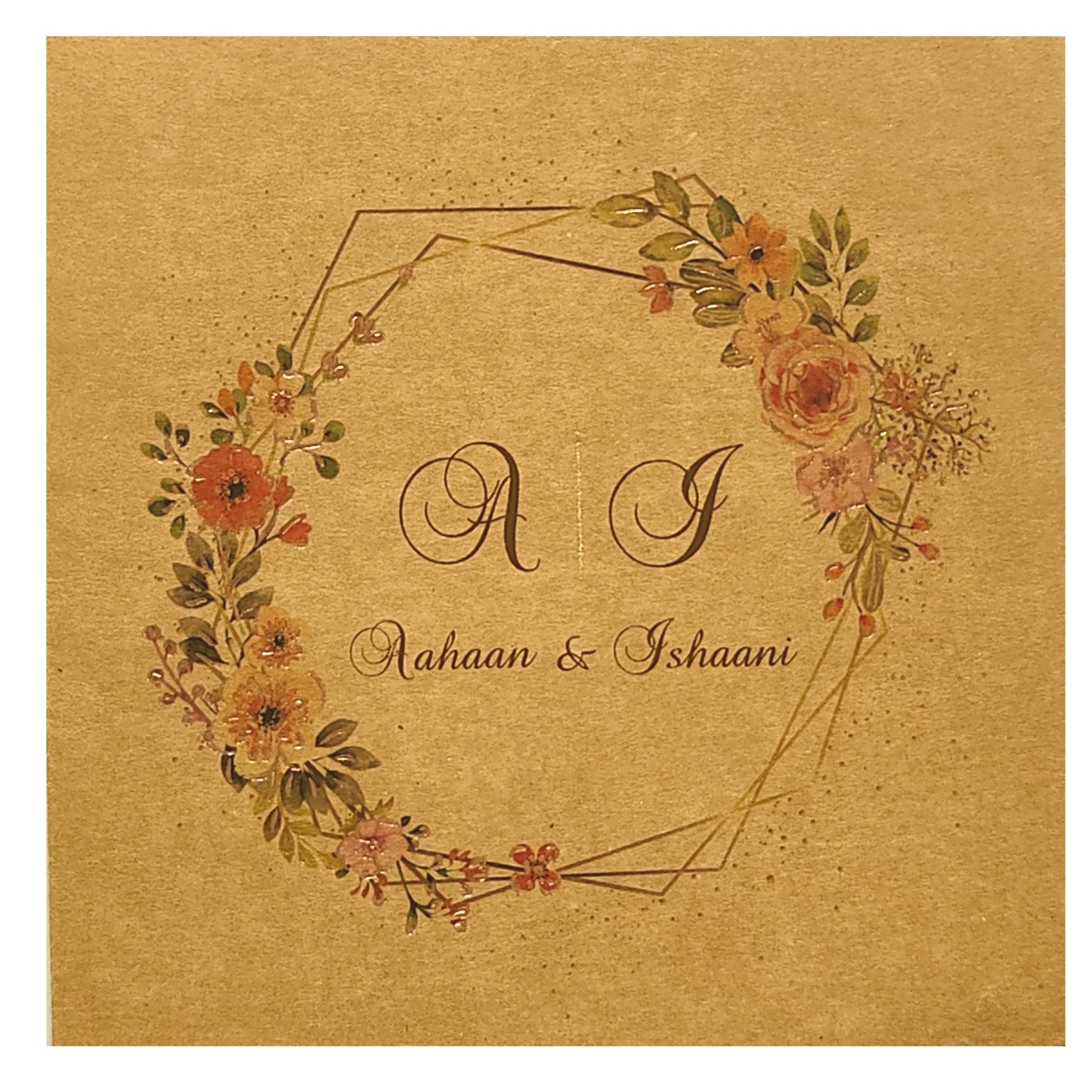 Brown Floral Invitation card-KRC29192