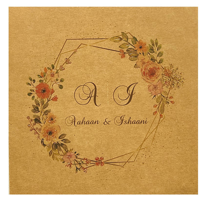 Brown Floral Invitation card-KRC29192