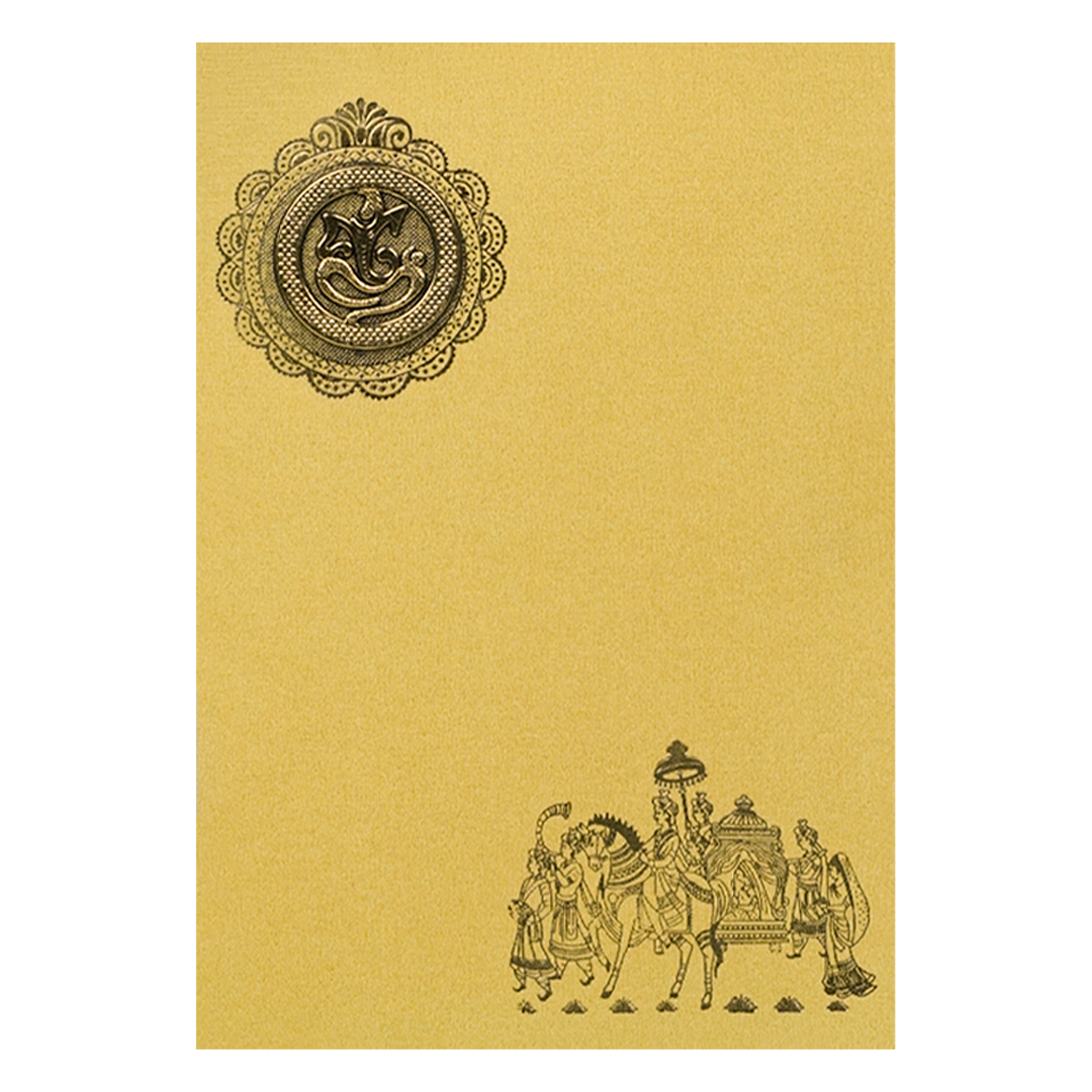 Gold Ganesha Bride Groom Wedding Card-KNPP717G