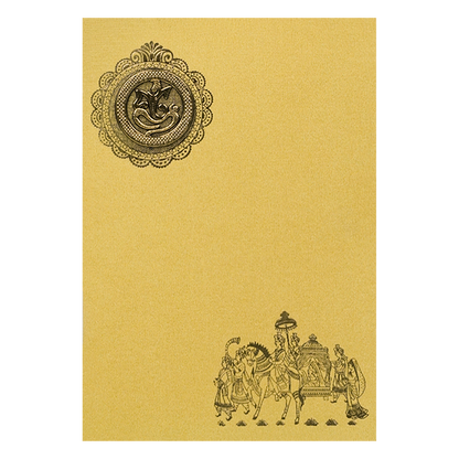 Gold Ganesha Bride Groom Wedding Card-KNPP717G
