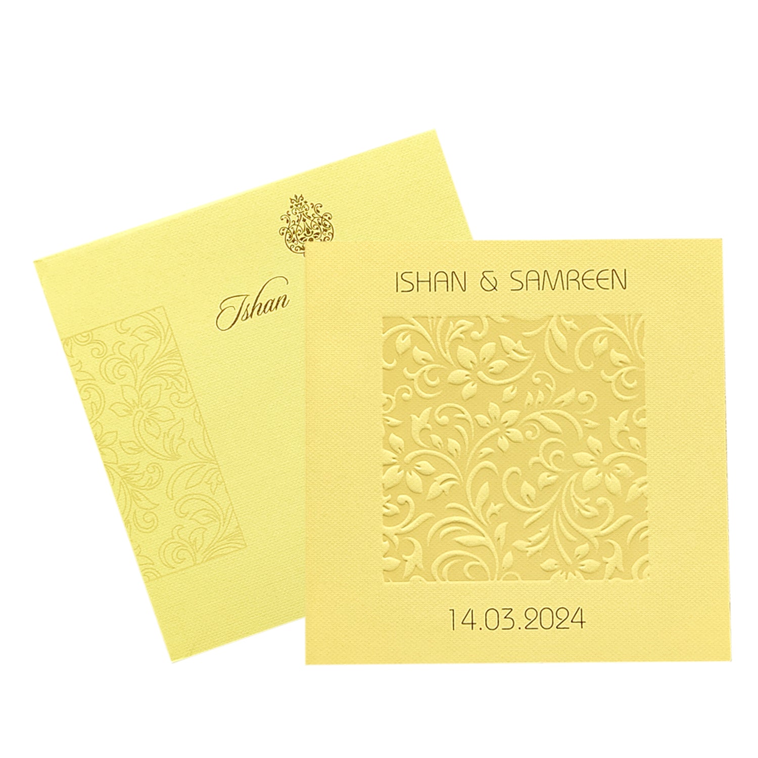 Gold Embossed Floral Invitation Card-KRC29352