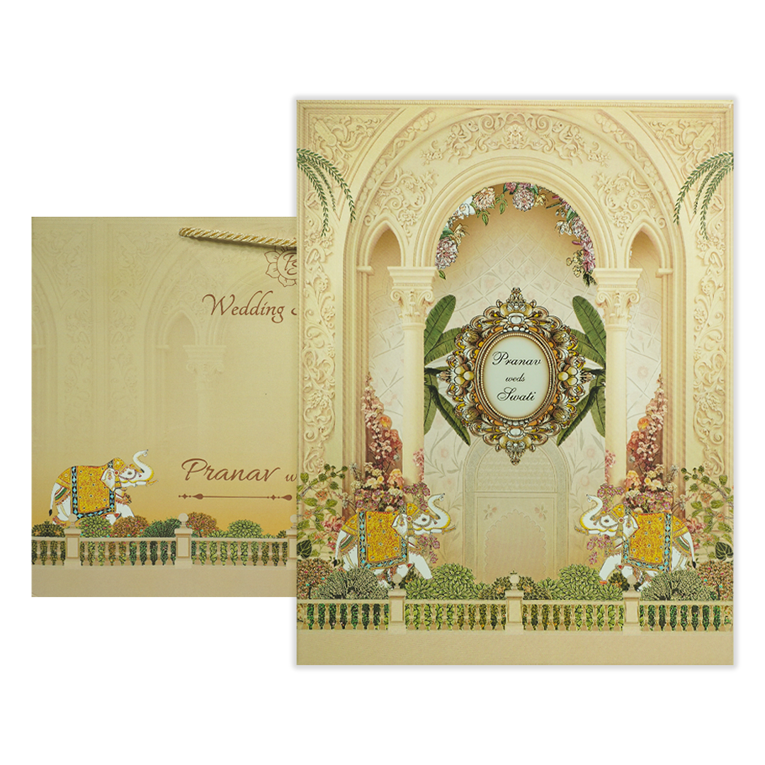 Regal Arch Elephant Wedding Invitation Box-KMMEX8330