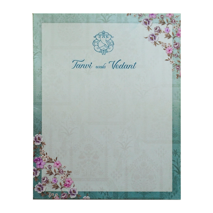 Blue Floral Box Invitation Card-King of Cards