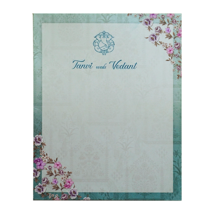 Blue Floral Box Invitation Card-King of Cards