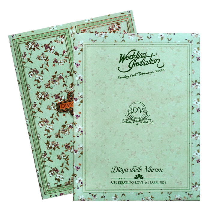 Green Floral Nameplate Door Invitation Card-King of Cards