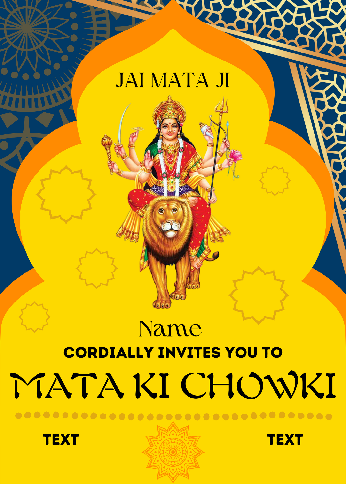 Yellow Arched Mata Ki Chowki Invitation-King of Cards