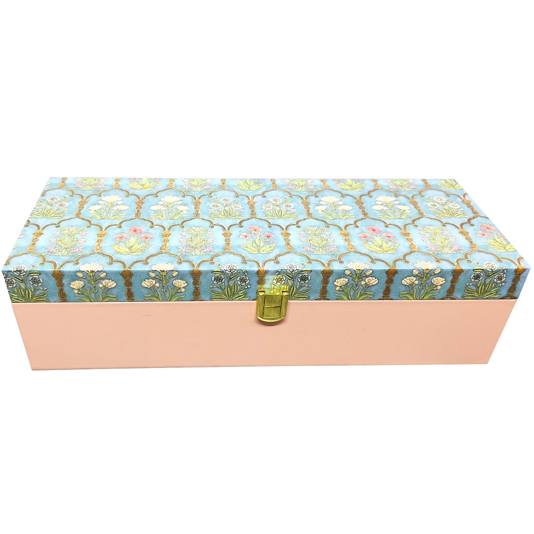 Green Floral Elongated Box Invitation-KBX0204-King of Cards
