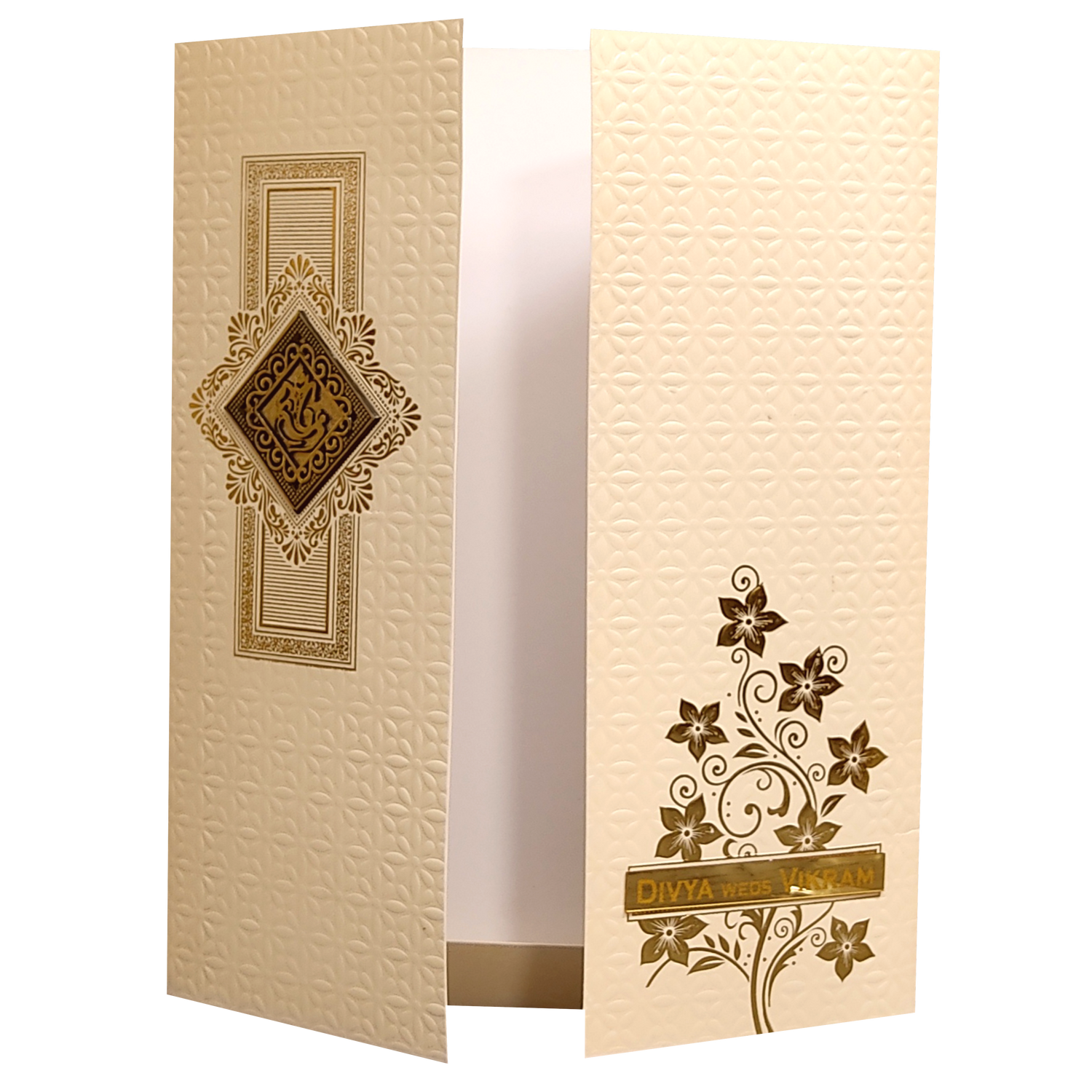 Cream Embossed Nameplate Marriage Card-King of Cards