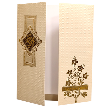 Cream Embossed Nameplate Marriage Card-King of Cards