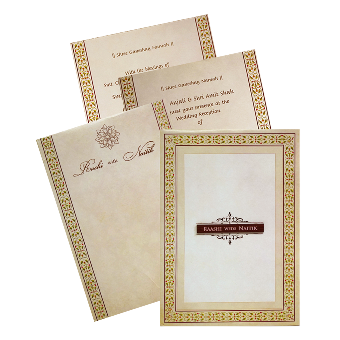 Cream floral Nameplate Padded Invitation Card-King of Cards