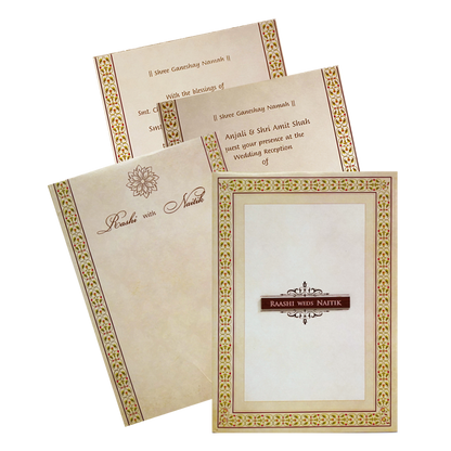 Cream floral Nameplate Padded Invitation Card-King of Cards